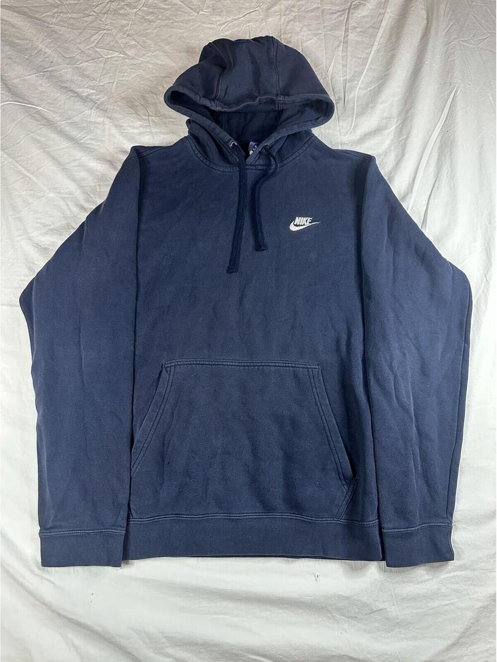 🔥👟 Nike Navy Blue Pullover Hoodie Swoosh Logo Sweatshirt M 🔥👟